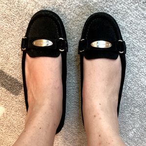 Michael Kors Black Suede Buckle Slip On Loafers Shoes Women’s Size 8.5 M